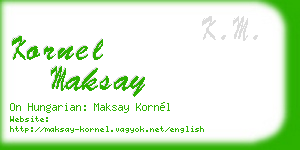 kornel maksay business card