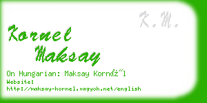kornel maksay business card